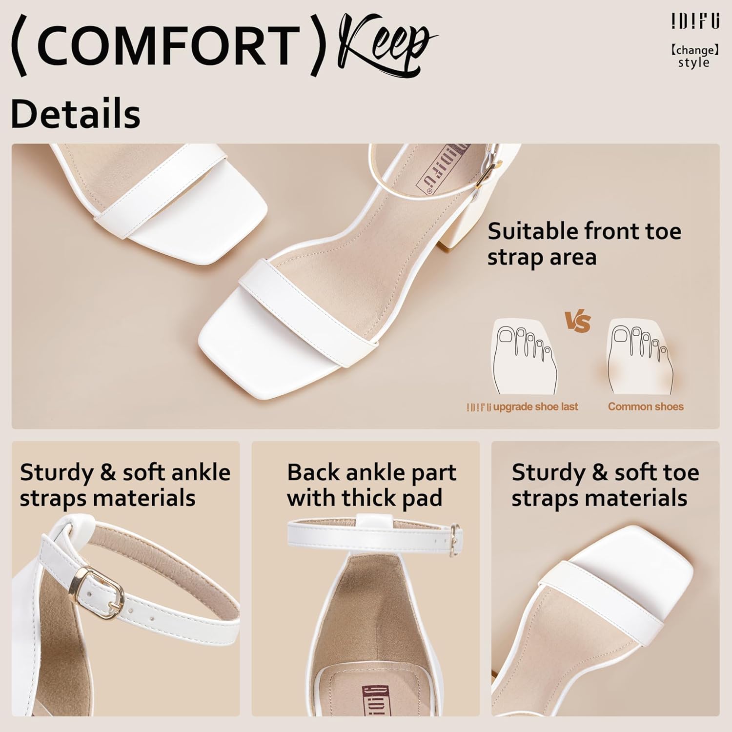 IDIFU IN3 Chunky Block Heels Wedding Party Dress Heeled Sandals - Image 6