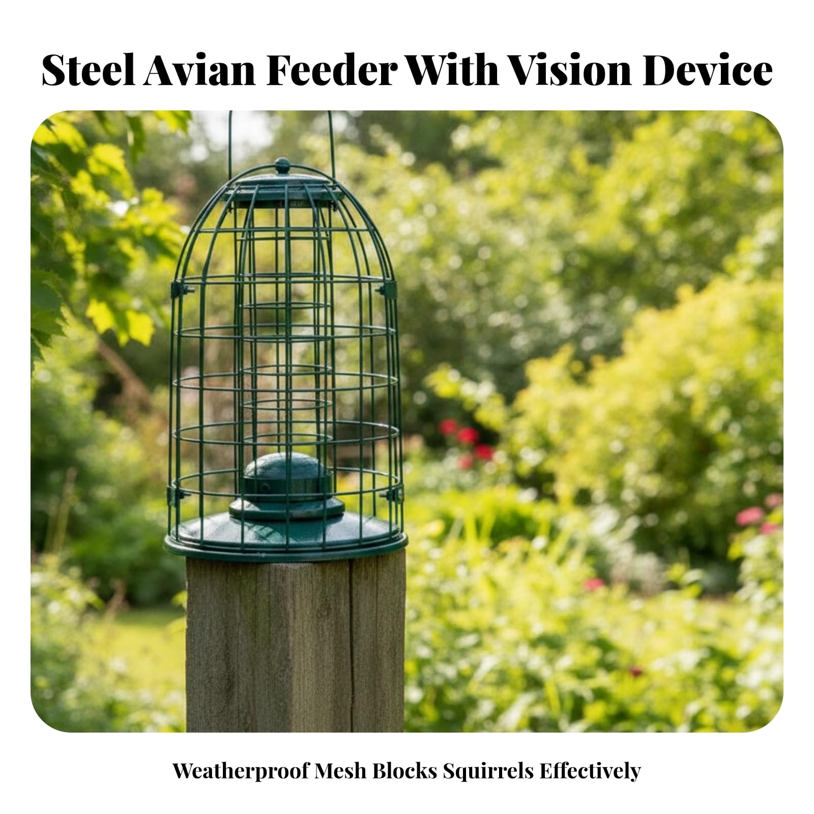 Almencla hängend Vogelfutterspender mit Deckel | Robustes Metallgitter, Vogelfutterspender mit Anflugplätzen, für Wildvögel, Vogelfutterstation, Garten, Balkon