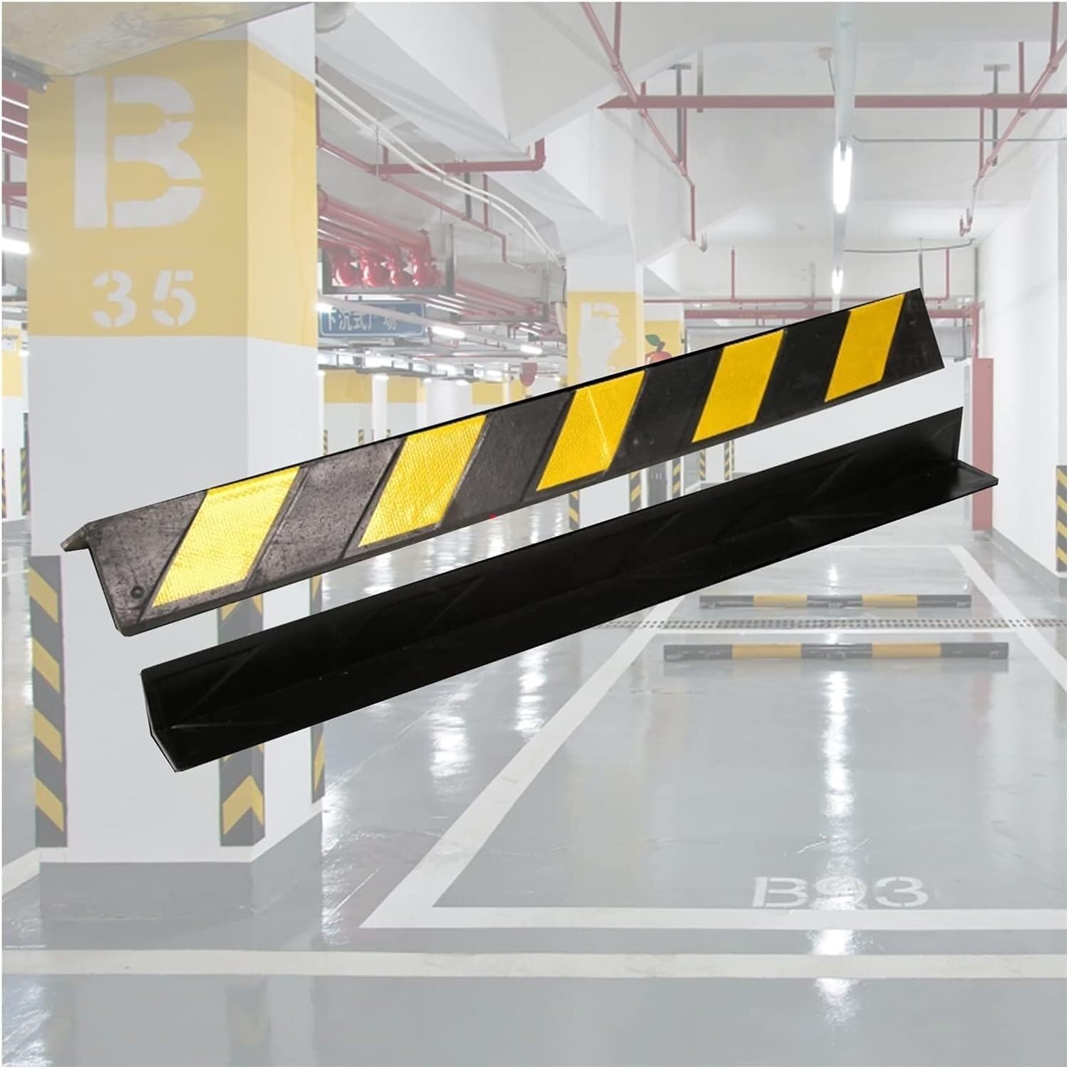Protectores de Esquina para Paredes de garajes, Reflectantes, con Bandas Amarillas. Paquete de 5 Unidades de 80 cm.,Yellow-5pcs-80cm