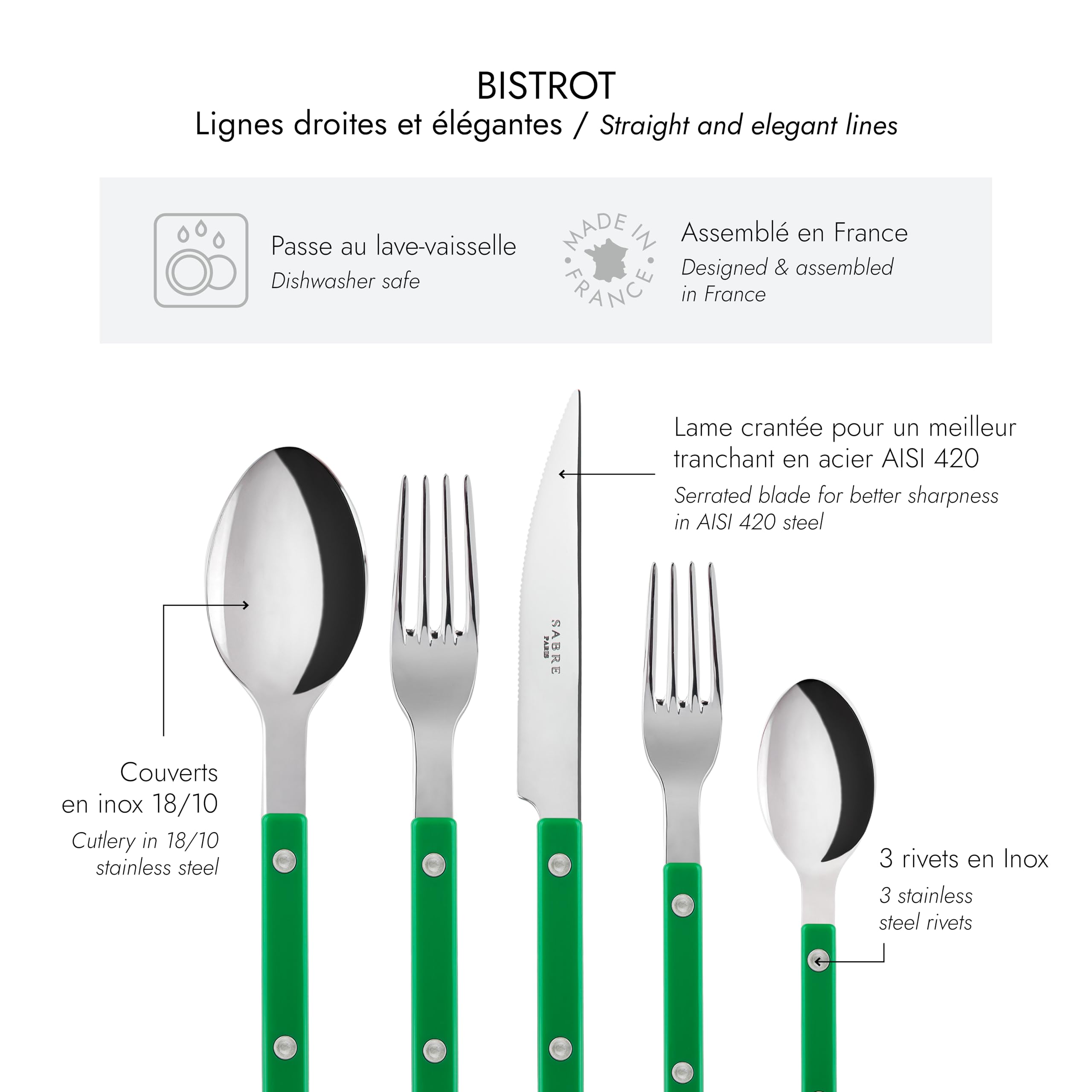 Amazon.com: SABRE PARIS - 20-Piece Flatware Set for 4 - Bistrot
