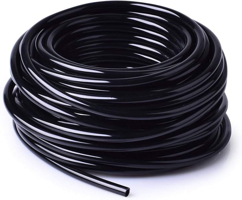 50FT 1/4" Irrigation Tubing, 0.27" OD x 0.15" ID Drip Irrigation Hose | Fits Most 1/4" Fittings, Premium PE Material, UV Resistant, Flexible 1/4" Drip Line for Garden/Lawn/Raised Bed/Greenhouse