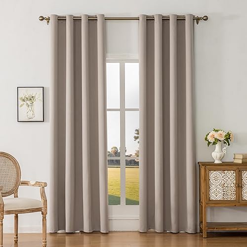 Miniatura 9 de Cortinas opacas con aislamiento térmico y ojales para dormitorio y sala de estar, 2 paneles, 52 pulgadas de ancho x 95 pulgadas de largo, textura de