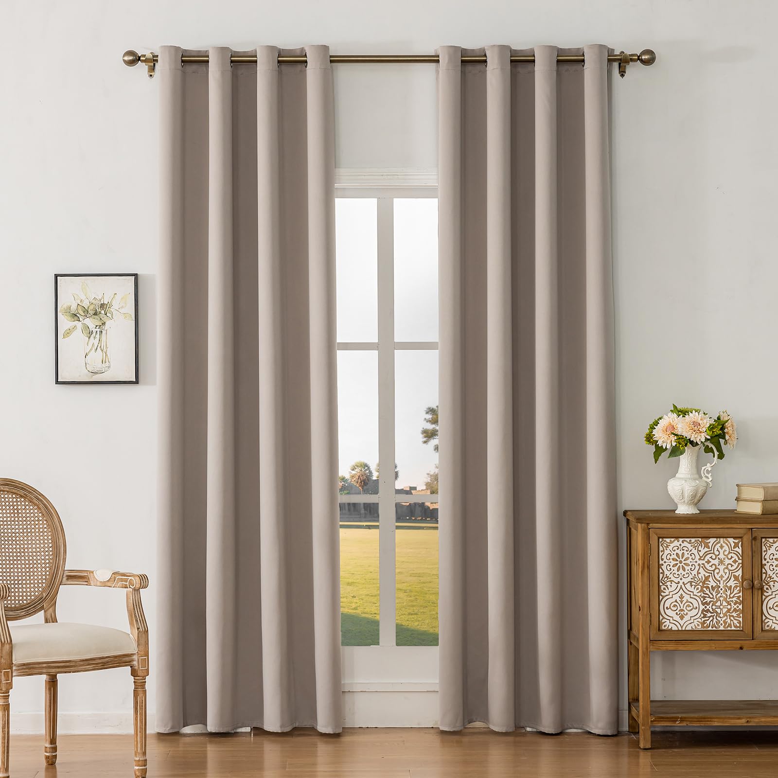 YXHJF Thermal Insulated Blackout Curtains with Grommets for Bedroom & Living Room - 2 Panels, W52 x L63 inches, Polyester Texture, 85% Light Blocking