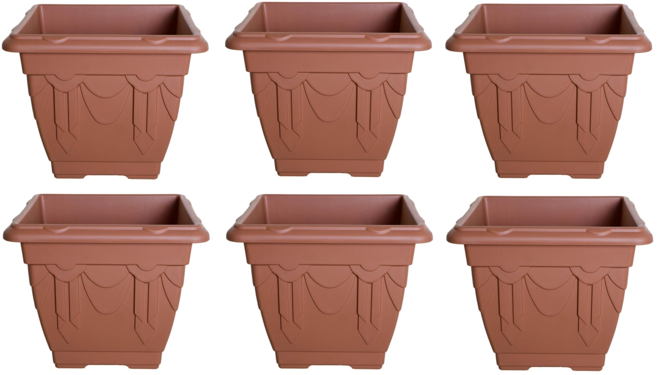 Whitefurze Indoor/Outdoor Venetian Square Planter 38cm Terracotta (Pack of 6)