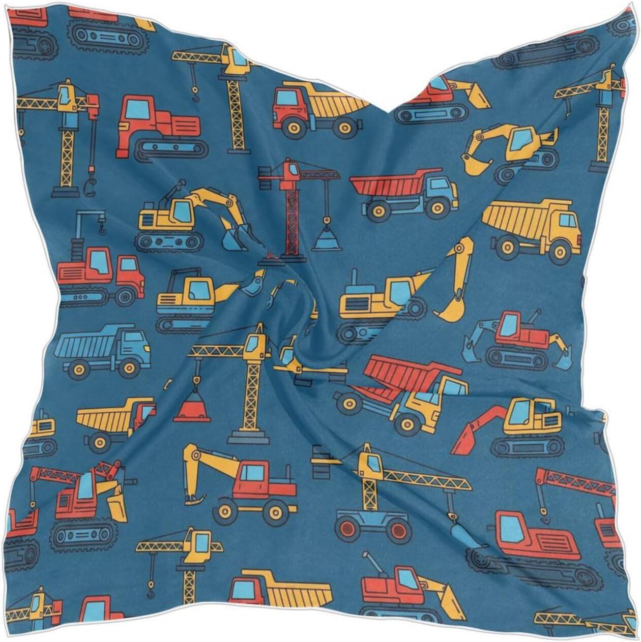 Silk Scarf for Women Cars Vehicle Blue Pattern Head Hair Scarf Bandana Headscarf 23.6"