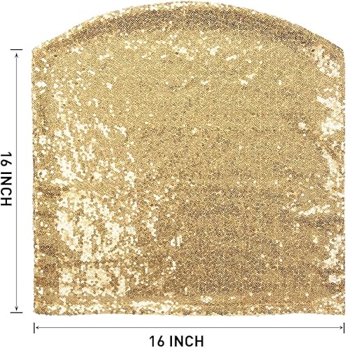 Miniatura 8 de Poise3EHome Juego de 4 fundas de lentejuelas para respaldo de silla, fundas plegables de color oro rosa para fiestas, bodas, banquetes, recepciones