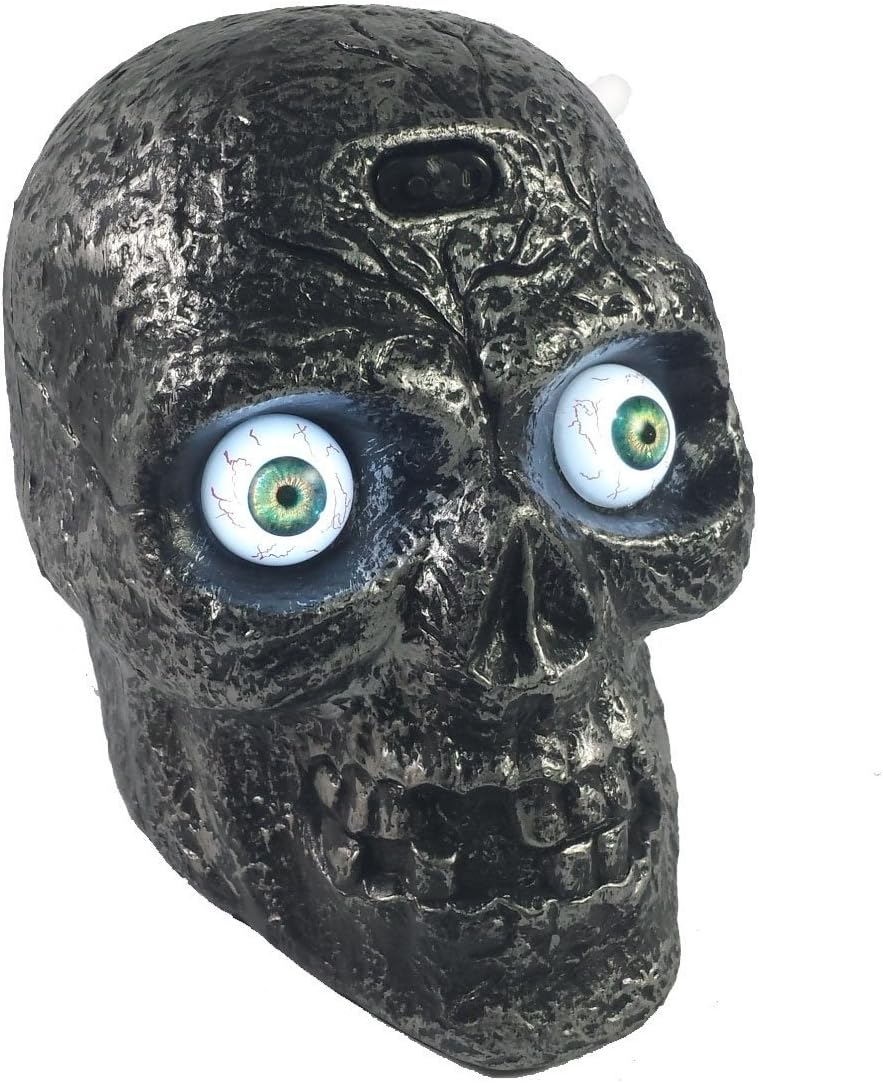 Calavera que se activa con movimiento con ojos brillantes y sonidos espeluznantes – Decoración para Halloween