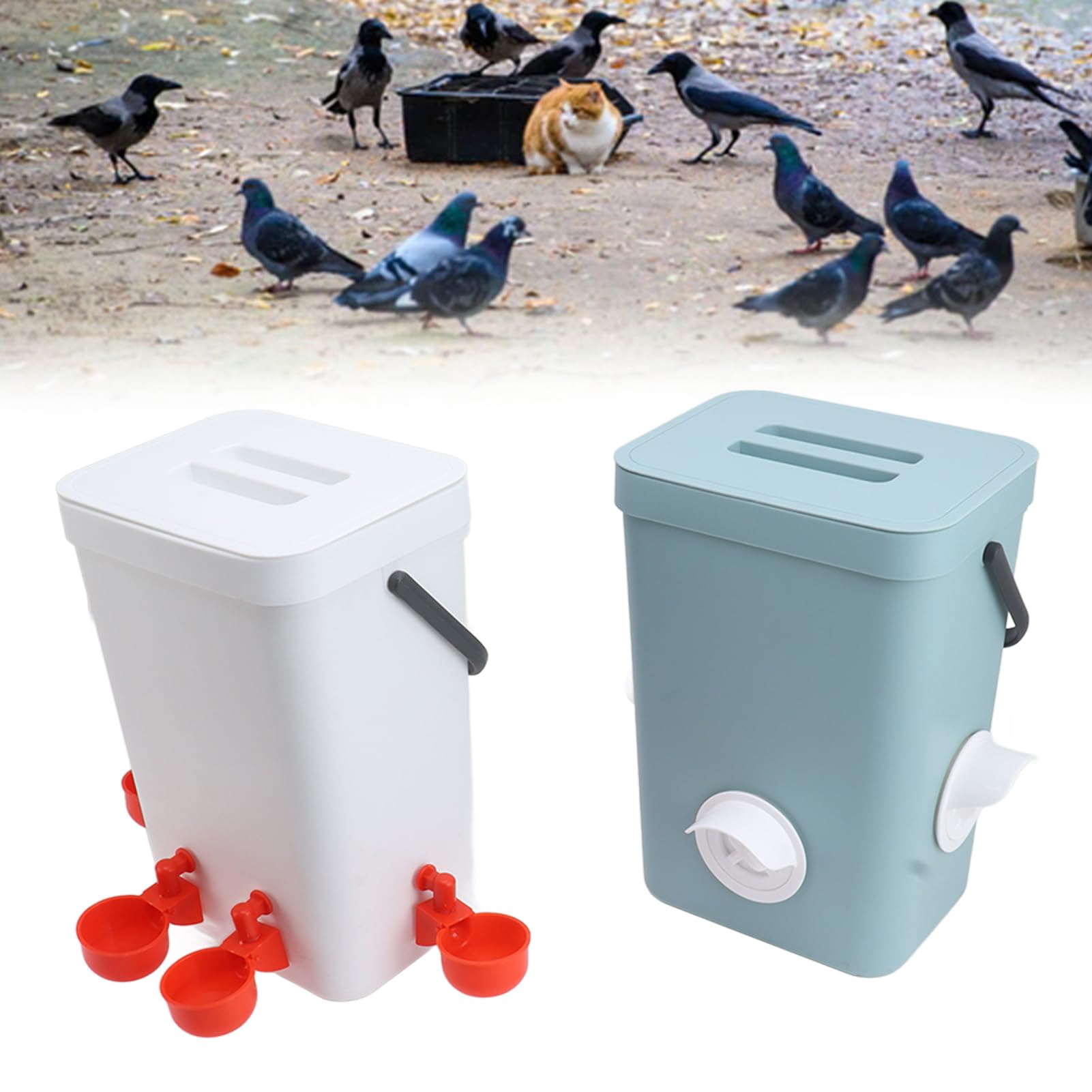 Kit de Comedero Automático para Aves de Corral, Bebederos con Descargadores, Cubierta Impermeable para Pollo, Patito, Pájaro y Loro