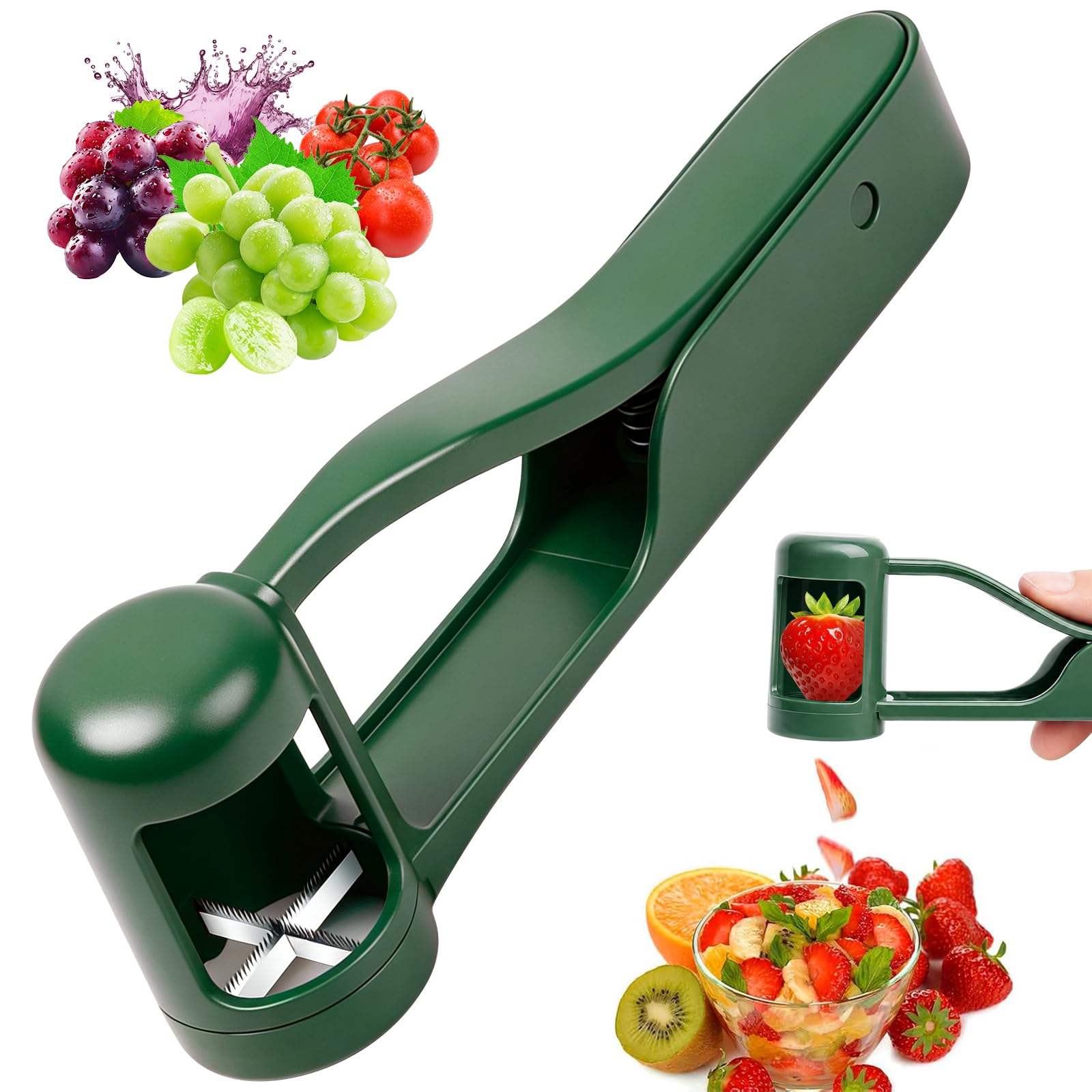 RIXJOR Grape Cutter, 4 Pack Dark Green Fruit Slicer Tool