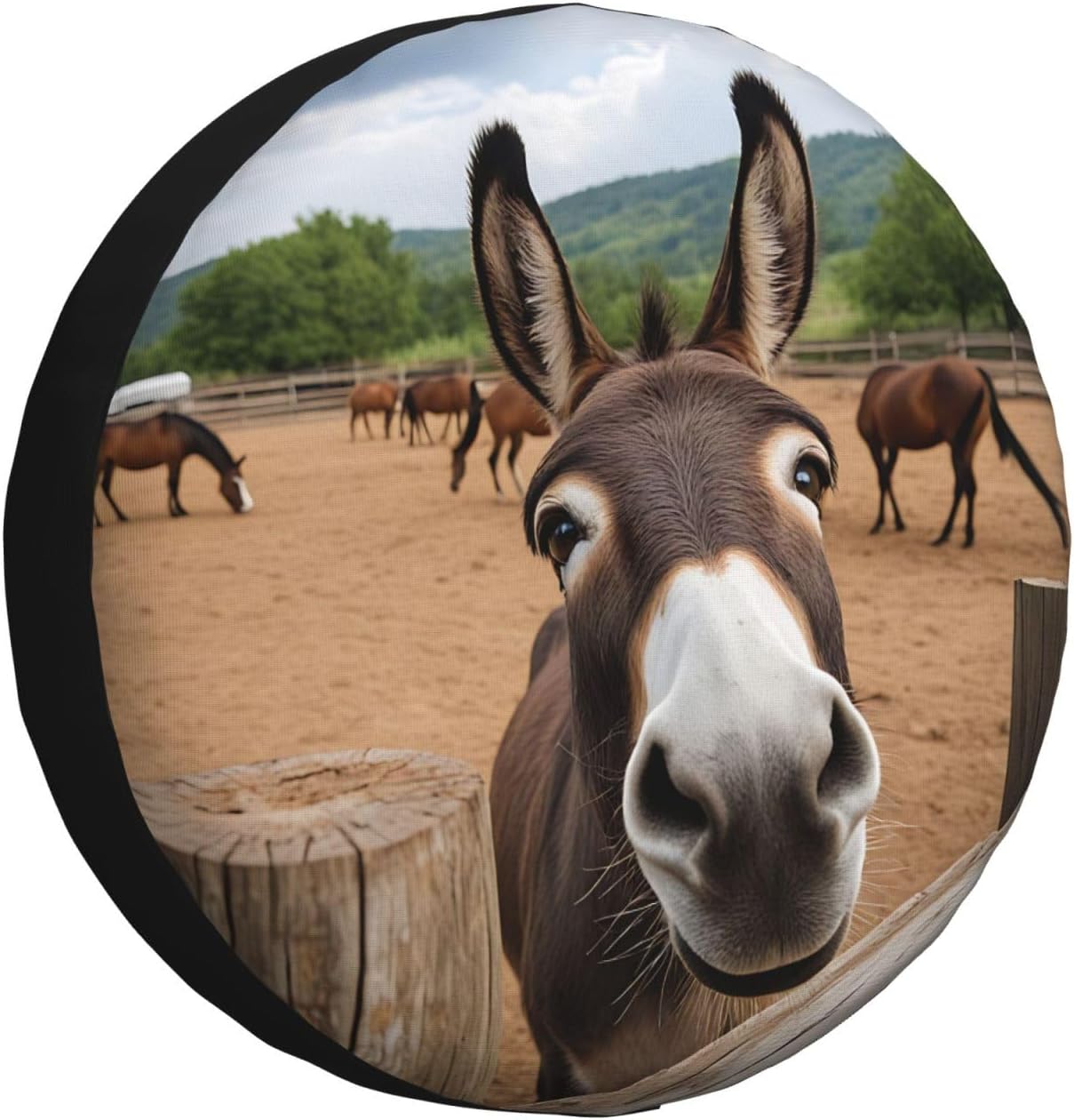 IBILIU Funny Donkey Spare Tire Cover,Cute Farm Animal Tire Cover Wheel Protectors Weatherproof Universal Fit for Cars Trailer RV SUV Camper Truck - 15 Inch