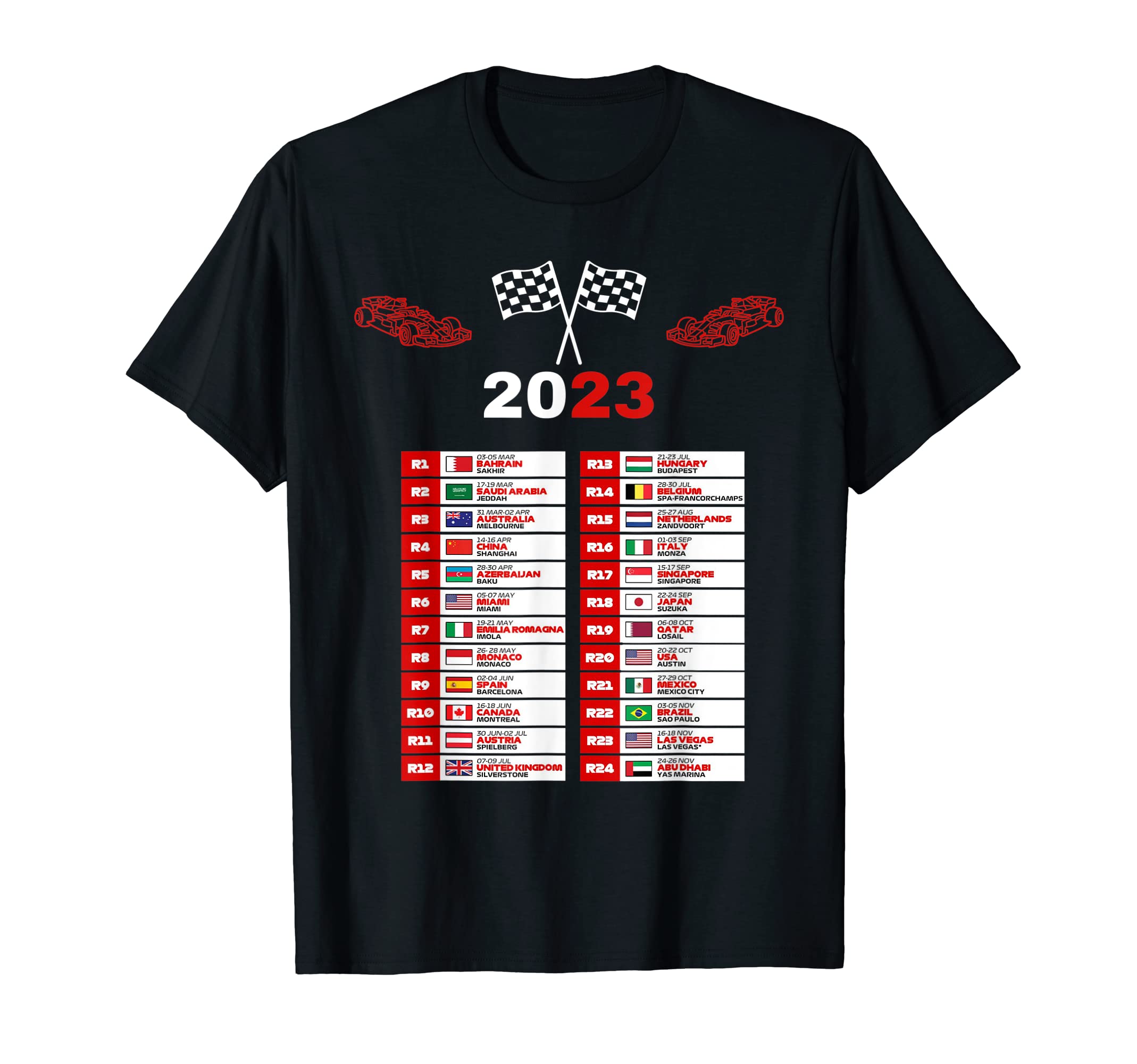 Formula Racing Open Wheel Race Car Fan 2023World Calendar T-Shirt