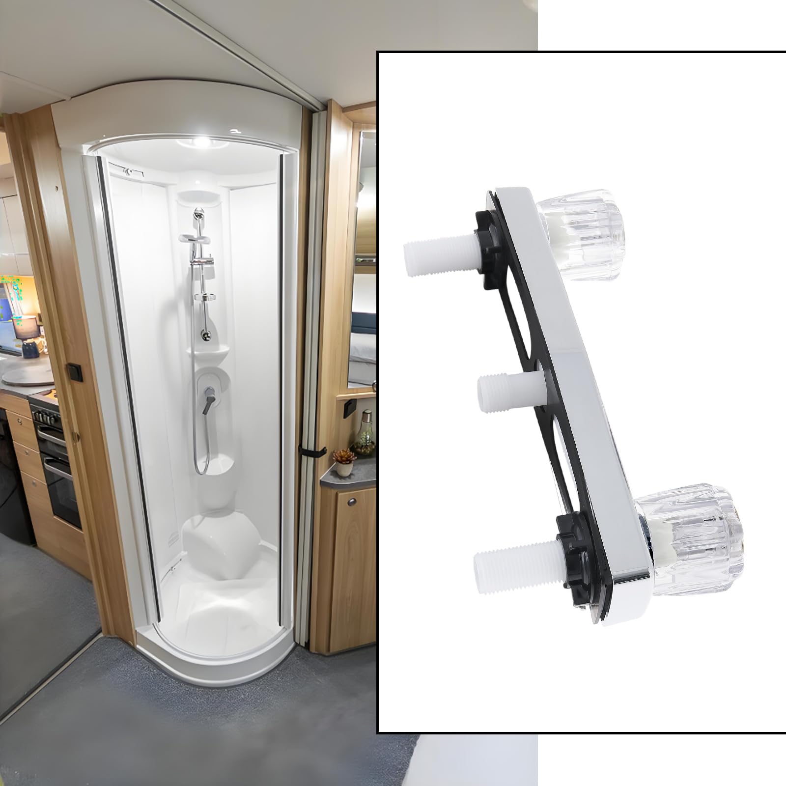 Be In Your Mind 1Pc Mobile Home RV Shower Faucet with 1/4 Turn Cartridges 8 Inch On Center Valves Suitable for 1/2 Inch Male Pipe Thread Connections - Image 3