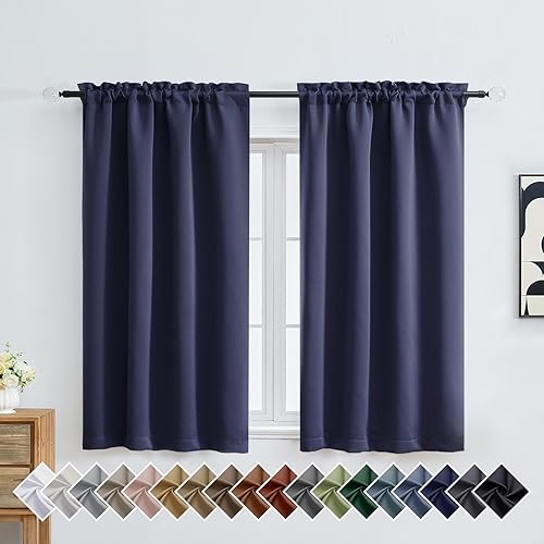 Miniatura 171 de OVZME Cortinas opacas turquesa para tratamiento de ventanas pequeñas, cortinas cortas con bloqueo de luz para ventana de cocina sobre el fregadero,