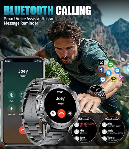 Miniatura 3 de Military Smart Watch for Men(AnswerDial Calls),1.45'' AMOLED100 Sports Modes, 5ATM Waterproof Fitness Watch with Heart RateSpO2Sleep Tracker for