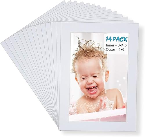Miniatura 27 de Egofine Paquete de 14 tapetes blancos de 11 x 14 pulgadas, marco mate para fotos de 8 x 10, sin ácidos, grosor de 0.047 in, con corte biselado