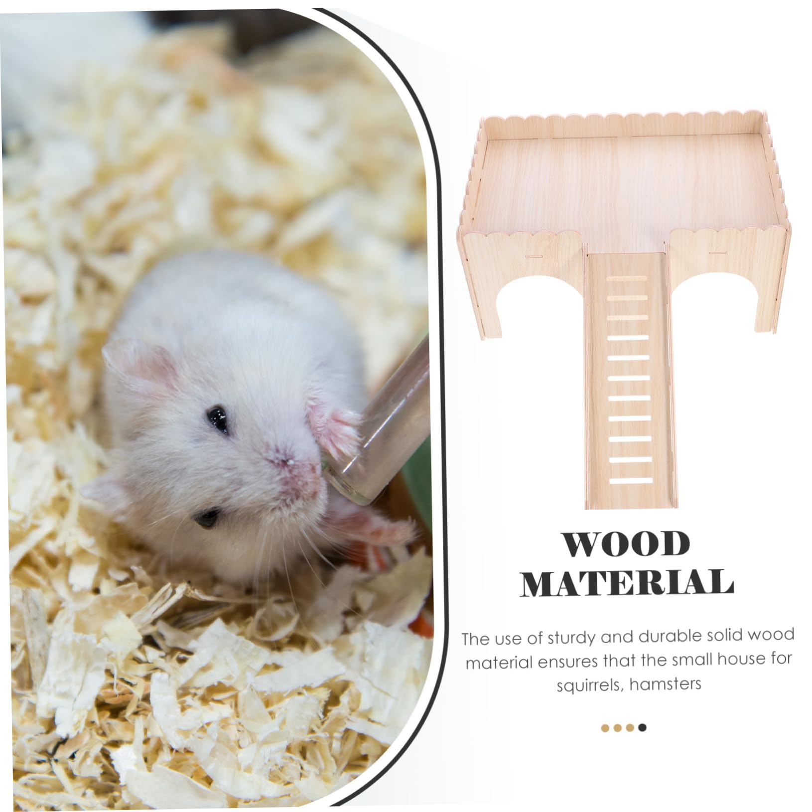 Hamsterholzhaus mit Rutsche, Abnehmbar, Beige, Holz