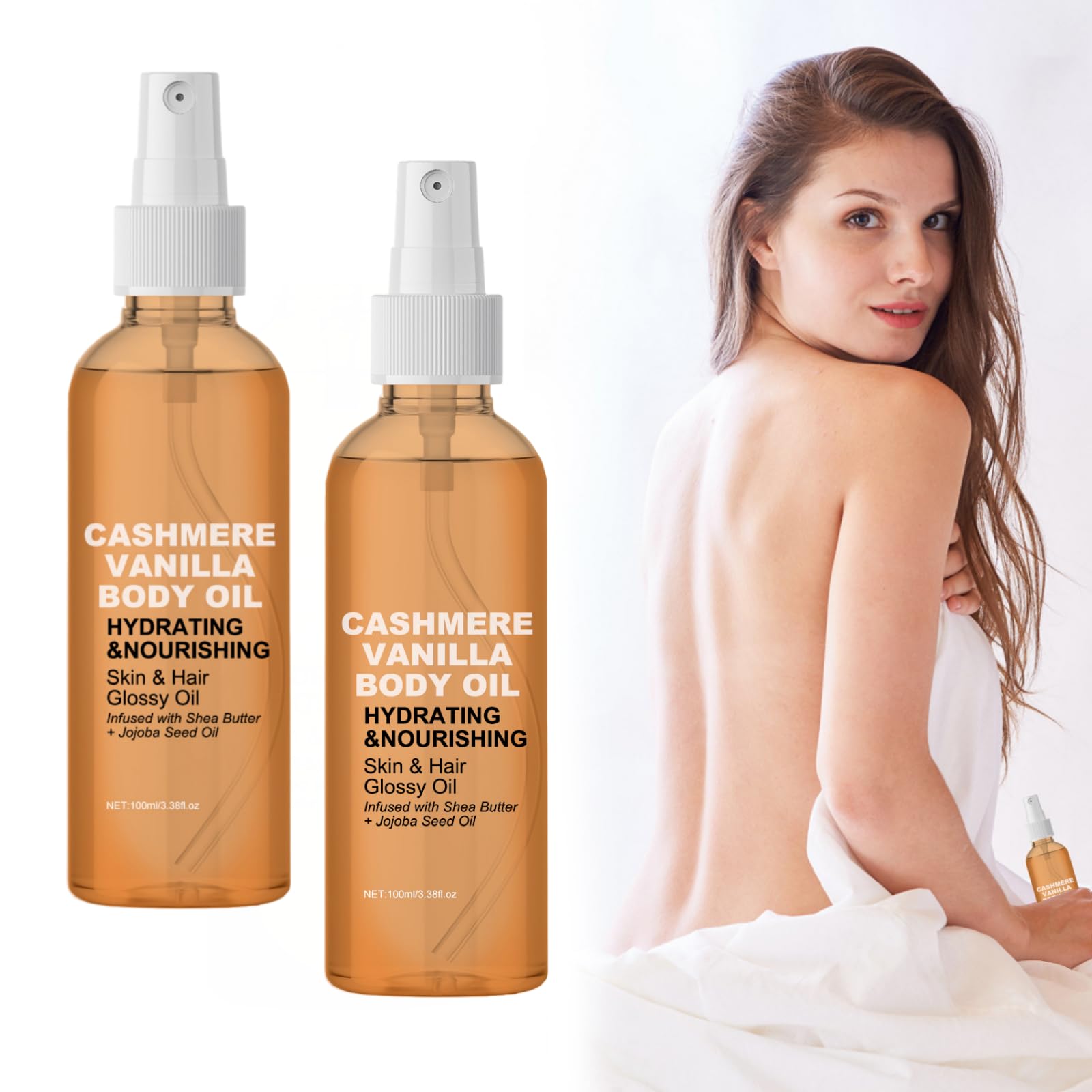  Vanilla Cashmere Body Oil for Dry Skin and Hair with Shea Butter and Jojoba
| Radiance Oil Lotion Mist Spray for Skin w