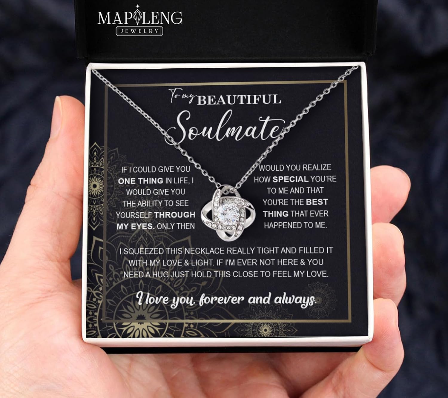 To My Beautiful Soulmate Necklace For Women,Girlfriend Necklace From Boyfriend,Wife Birthday Gifts From Husband, Women Romantic Jewelry Her Anniversary,Birthday Gifts For Wife,Wife Birthday Gift Ideas