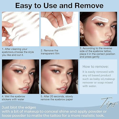 20 Sheets 220 Pairs Eyebrow Tattoo Stickers 4D Stickers Eyebrow Transfers Stickers Peel off Eyebrow Grooming Shaping Makeup Sticker for Women Girls Brown(Brown)