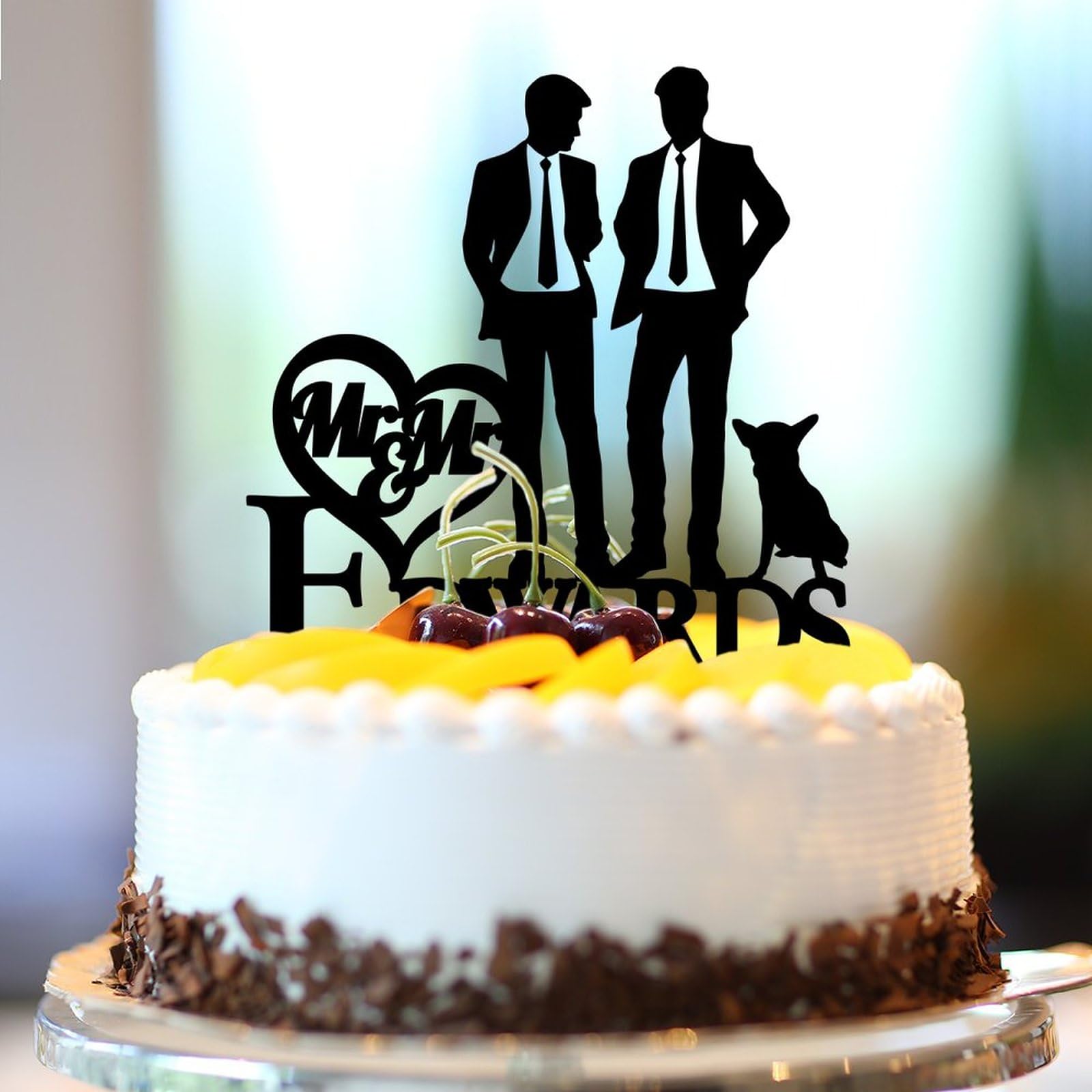 Personalized Mr & Mr Wedding Cake Topper – Acrylic Moon & Stars Design For LGBT Weddings, Anniversaries - View #7
