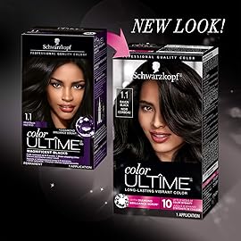 Schwarzkopf Color Ultime 1.1 Raven Black Hair Dye, Permanent Intense Black with Diamond Brilliance, Fade-Resistant, Covers Grays, All Hair Textures