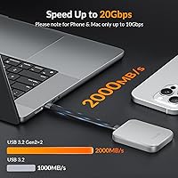 Vista 3 de iDsonix SSD externo magnético de 1 TB para iPhone 17/16/15/PS5/Smartphone/Mac/Windows/Tablet, SSD portátil de hasta 2000 MB/s, unidad de estado