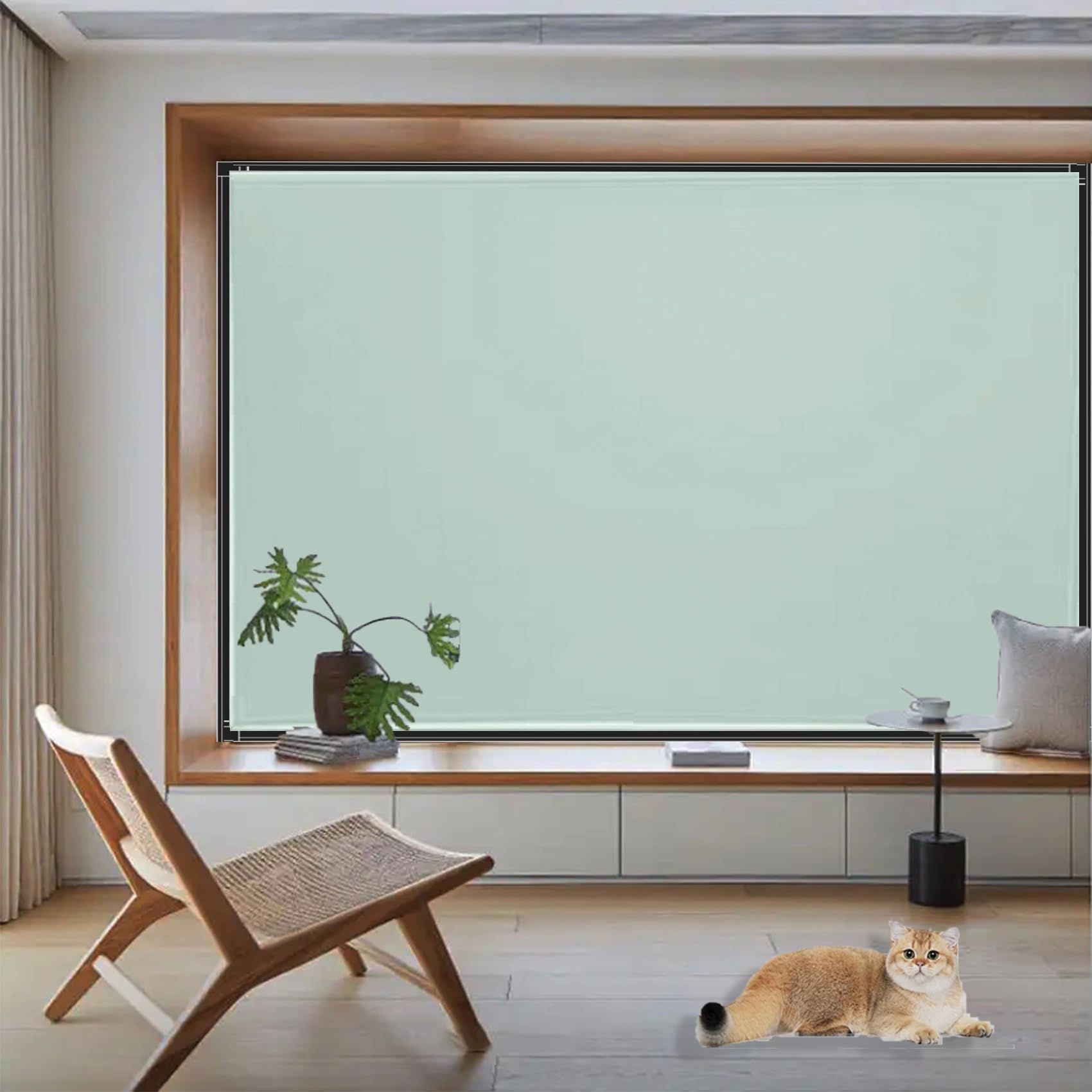 Blackout Roller Blinds 110 x 200 cm, 100% Blackout Blind Small, Pu Coating, Temporary Or Permanent Easy Fit Room Darkening Shades, with Nano Tape for Home Office, Green — image 1