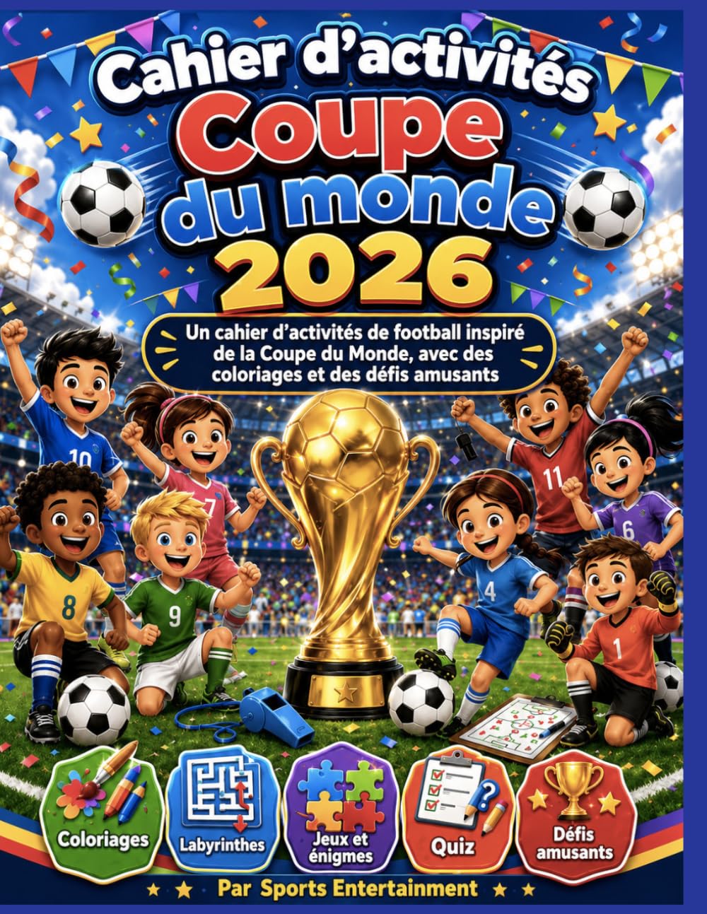 Cahier d’activités Coupe du Monde 2026: Un cahier d’activités de football inspiré de la Coupe du Monde, avec des coloriages et des défis amusants