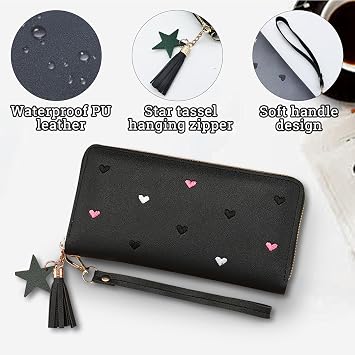 Women's Wallets, PU Leather Ladies Wallet Wristlet Wallets for Women with Detachable Handle, Multi Slots Travel Wallet Womens Wallet for Shopping, Dating, Travel (pink)