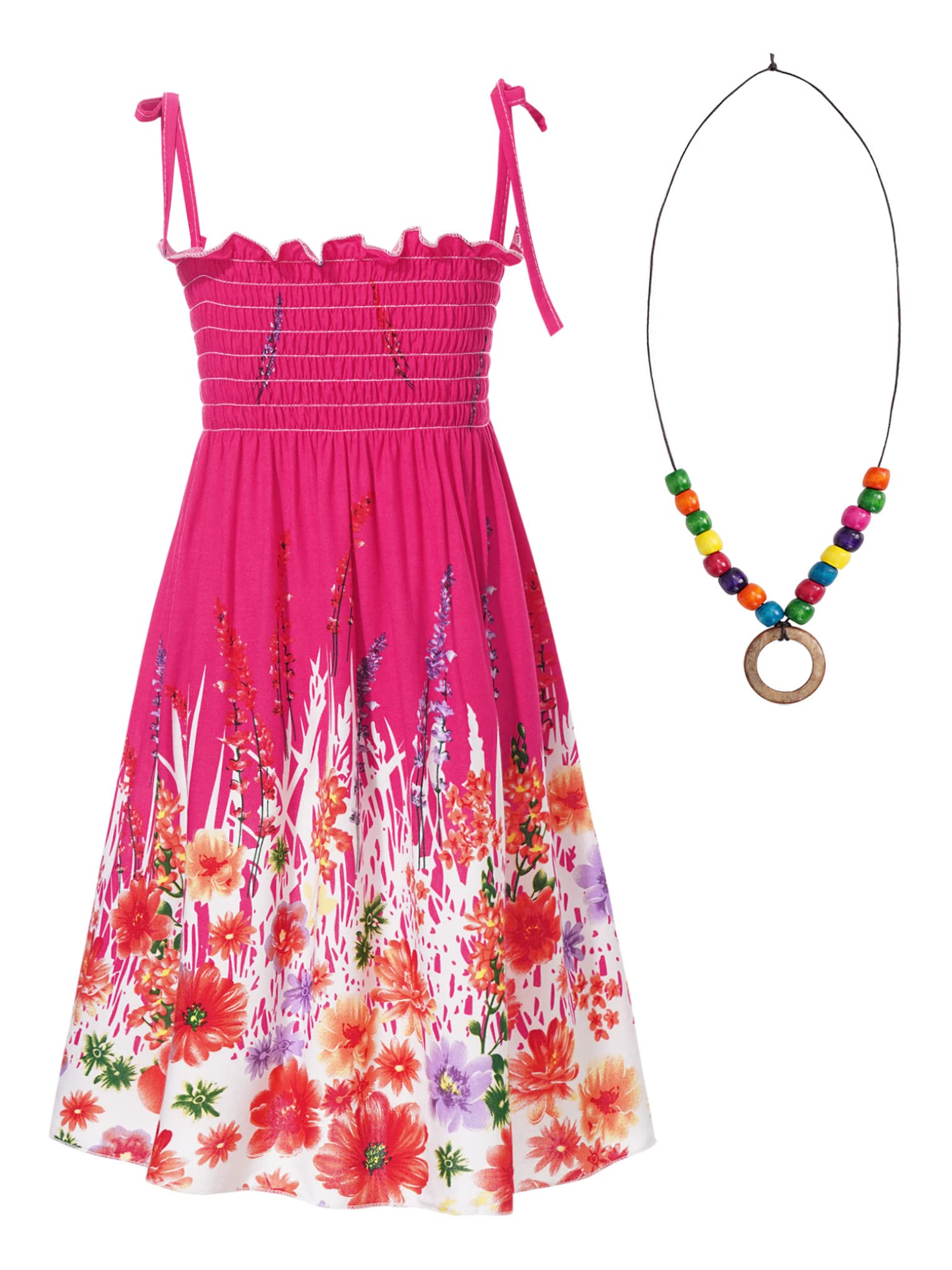 Oyolan Vestido Verano Niñas Vestido de Tirantes Vestido Casual Playa Vacaciones Estilo Bohemio Niñas Ropa de Verano Vestido Estampado de Fiesta
