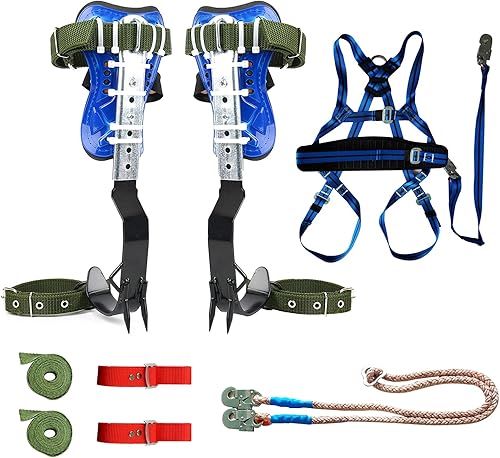 Picos ajustables para escalada de árboles con cordón de cinturón de seguridad de 5 puntos, herramienta de juego de picos para escalada de árboles,