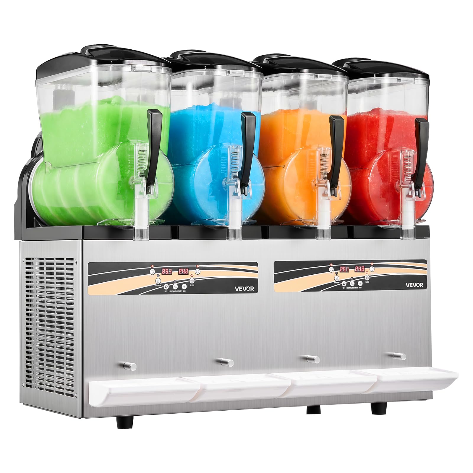 VEVOR Macchina per Granite Bevande Ghiacciate 4x12L Macchina per Granita Commerciale 1650 W Funzione Autopulente per Succo Ghiacciato Frullati Frappé Cocktail, Feste, Evento, Bar