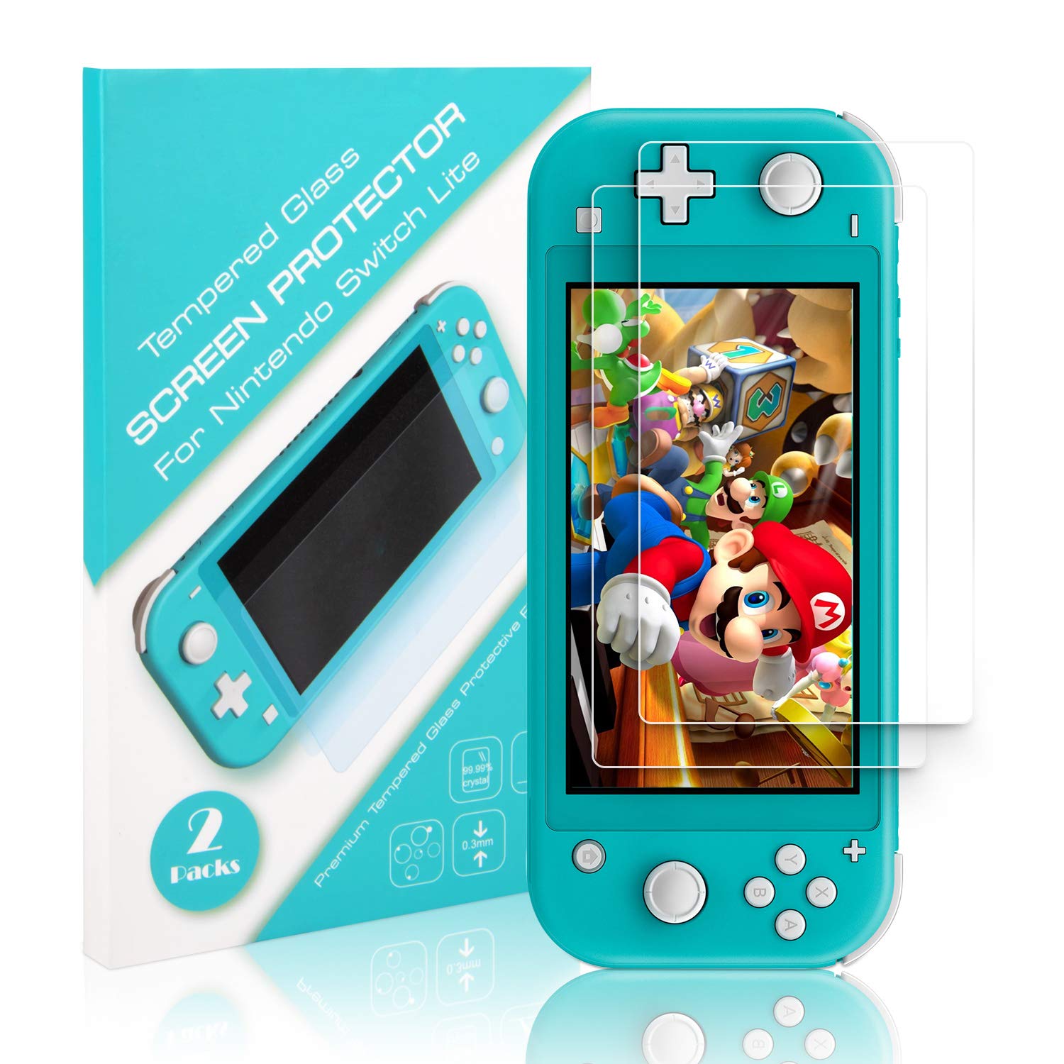 Screen Protector for Nintendo Switch Lite - Younikoo 0.3mm/9H Premium Tempered Glass Screen Protector for Nintendo Switch Lite (2 Packs)