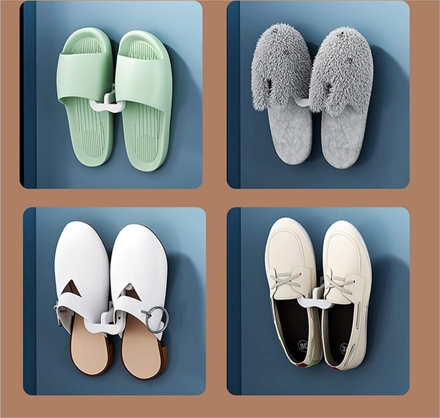 Oinacan(オイナカン) 壁用シューズフック 10個 ホワイトシェイプ 壁取り付けスリッパラック スリッパ収納用