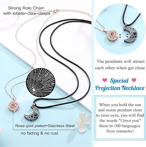 Miniatura 4 de UPROMI Collar de pareja para novio, novia, marido, hombre, alma gemela, aniversario, día de San Valentín, regalos para él y ella