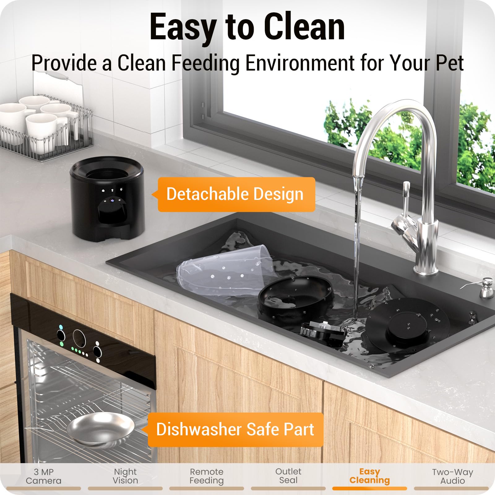 Automatic Cat Feeder with 3MP Camera: 5G WiFi Automatic Dog Feeder with Night Vision, 5L Timed Auto Cat Food Dispenser with APP for Pet, Detachable for Easy Clean-21 Cups - image 6