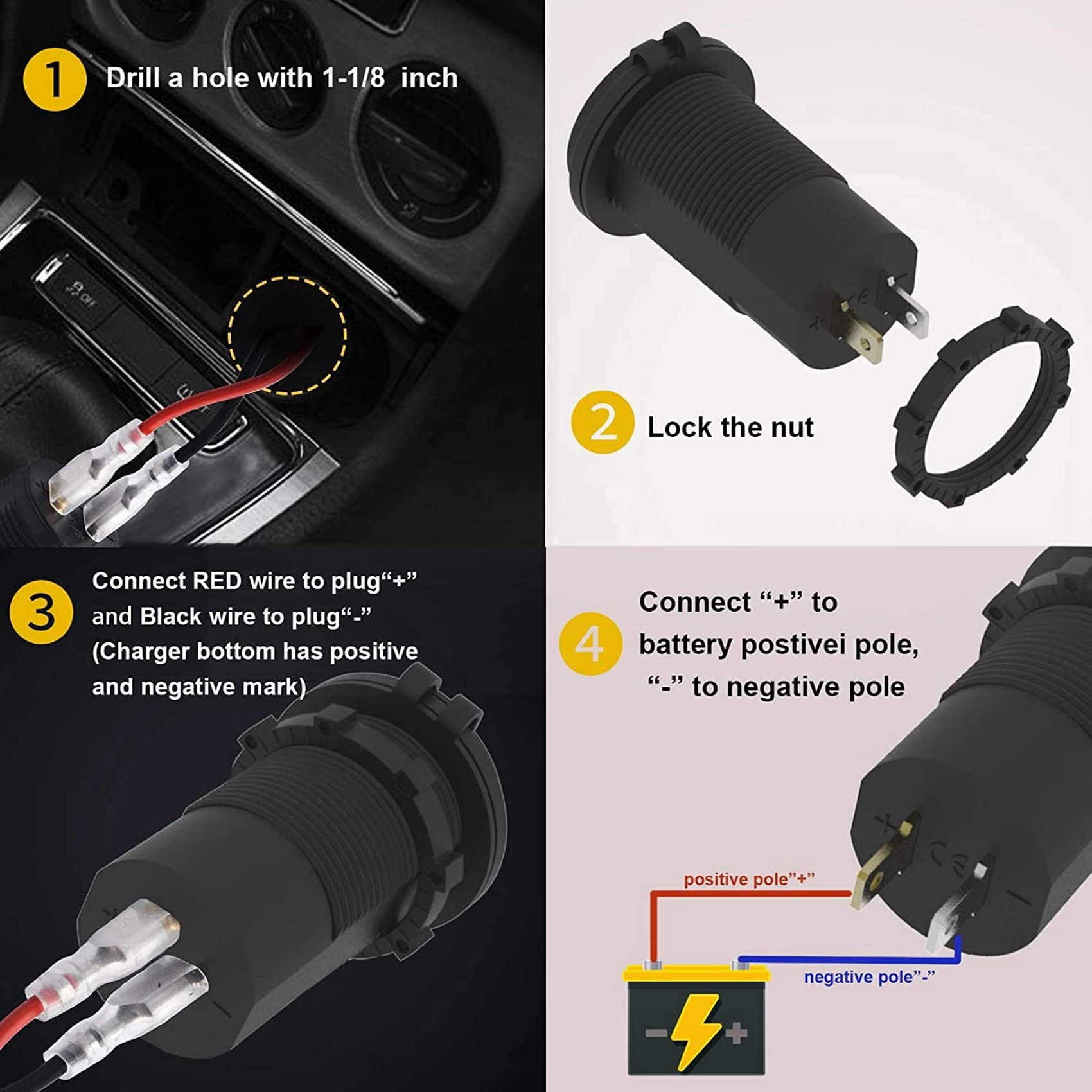 4X Quick Charge 4.0 PD QC 3.0 USB caricabatteria da auto 12 V 24 V 60 W presa USB caricabatterie rapido per auto, barca, camion, , moto