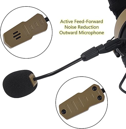 Miniatura 3 de 26dB Noise Cancelling Military Airsoft Communication Headphone Tactical Earpiece with U94 Ptt Boom Mic for K1 Two Pin Kenwood Radios Baofeng UV 5R