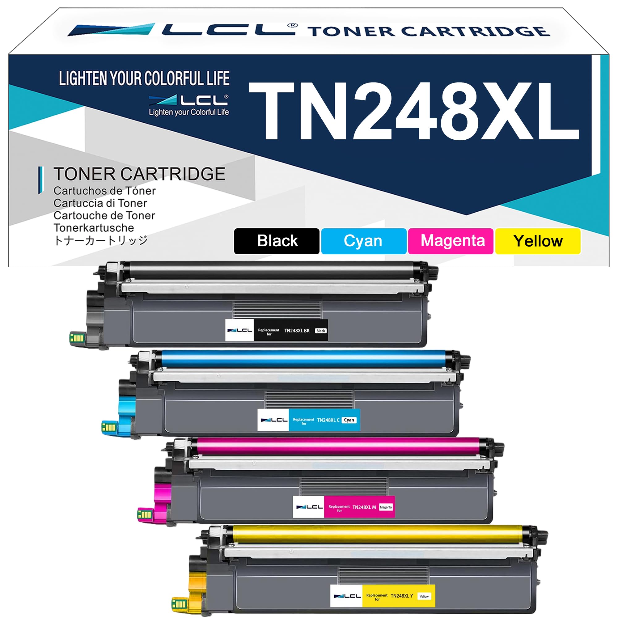 LCL Kompatybilny wkład z tonerem TN248 TN248XL TN-248XL TN248XLBK TN-248XLBK TN-248XLC TN-248XLM TN-248XLY High Yield (4 Pack, KCMY) Zamiennik dla Brother DCP-L3520CDW DCP-L3520CDW WE HL-L8230CDW