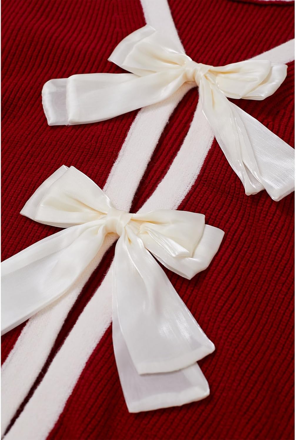 CHICWISH Women Bow Open Back Ribbed Knit Sweater Long Sleeve Crewneck Sexy Casual Holiday Party Backless Tie Sweater Tops - Image 6