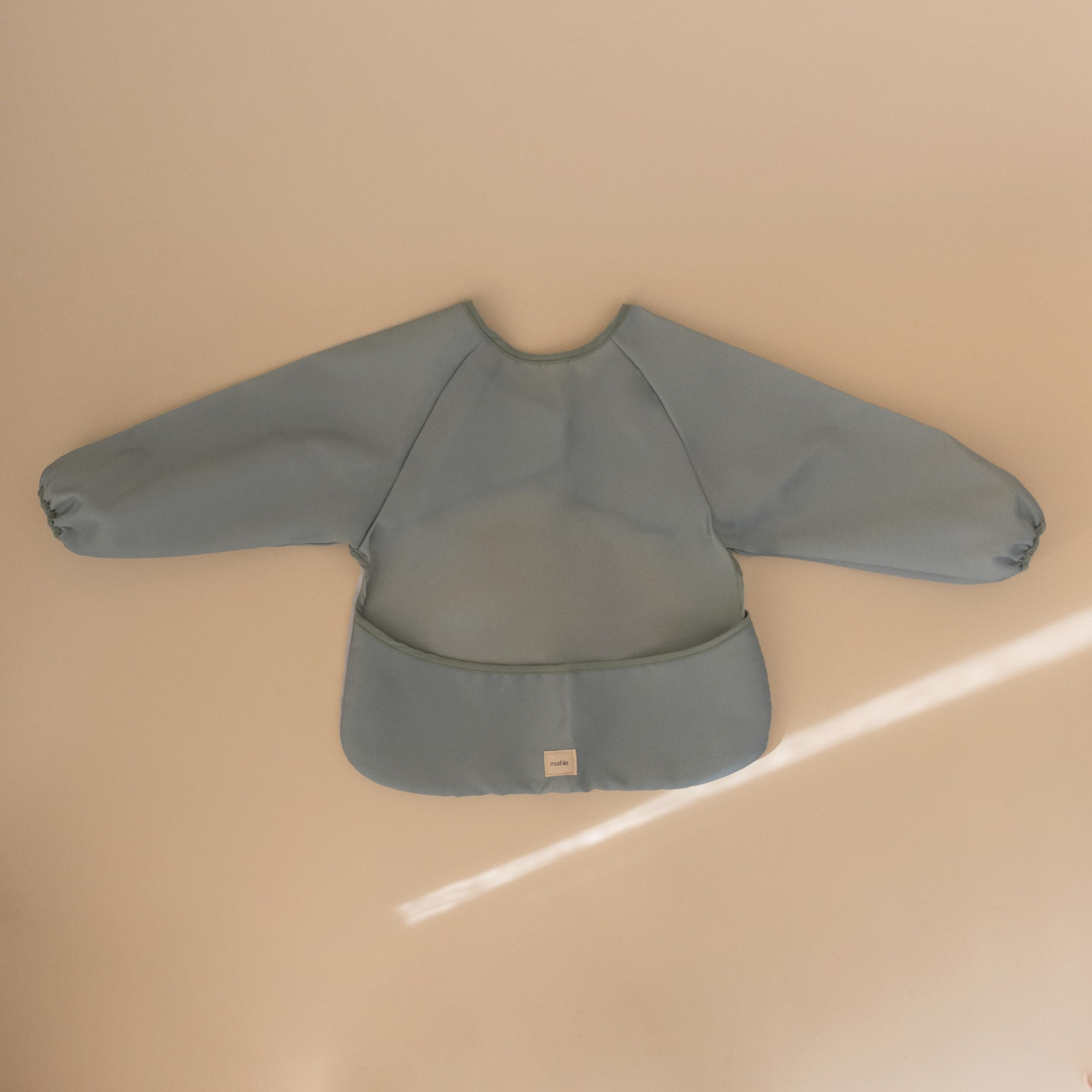 Mushie Weaning Bib Baby Long Sleeve, Roman Green, toddler - Image 2