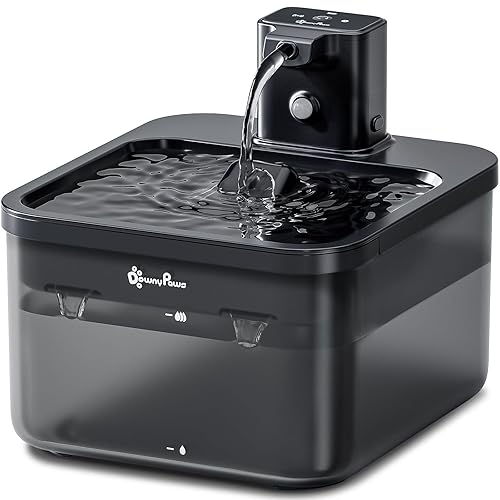 DownyPaws Battery Operated Cat Water Fountain, 84oz/2.5L Fursink Wireless Pet Water Fountain for Cats Inside, Automatic Cat Waterer Fountain with Motion Sensor, Ultra Quiet Pump, BPA-Free, Black - ABS Black