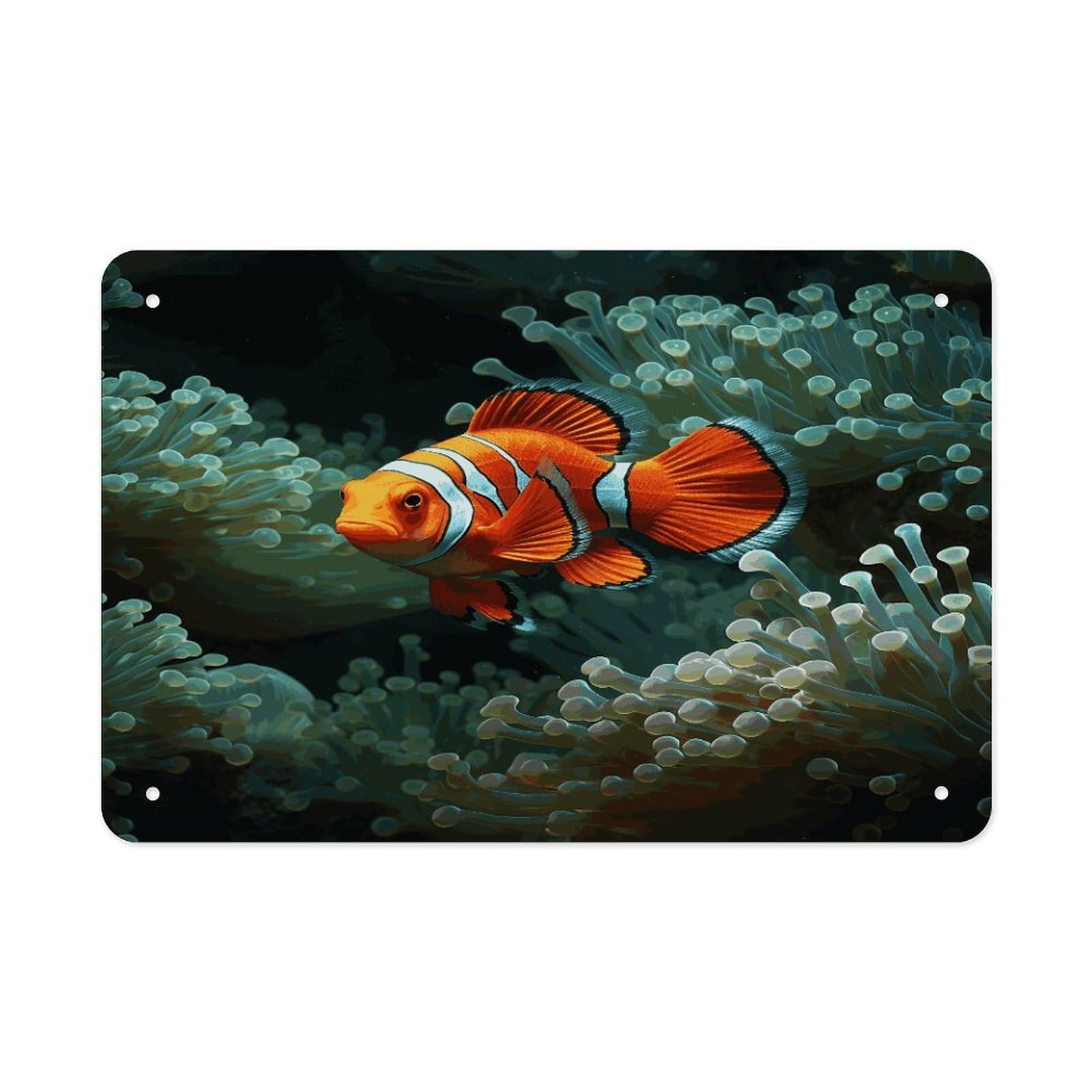 Fodpand Style Fish Background Wall Art Metal Signs Tin Sign