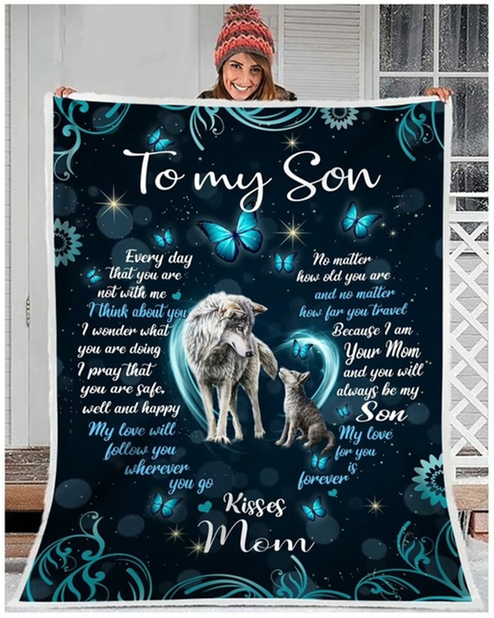 UOOYAA Fleece Letter Printed Blanket to My Son Daughter Dad Mom for Son Air Mail Blanket Ultra-Soft Son Throw Blankets Letter Quilts Positive Encourage Love Son's Flannel Blanket Gifts,6,130x150cm