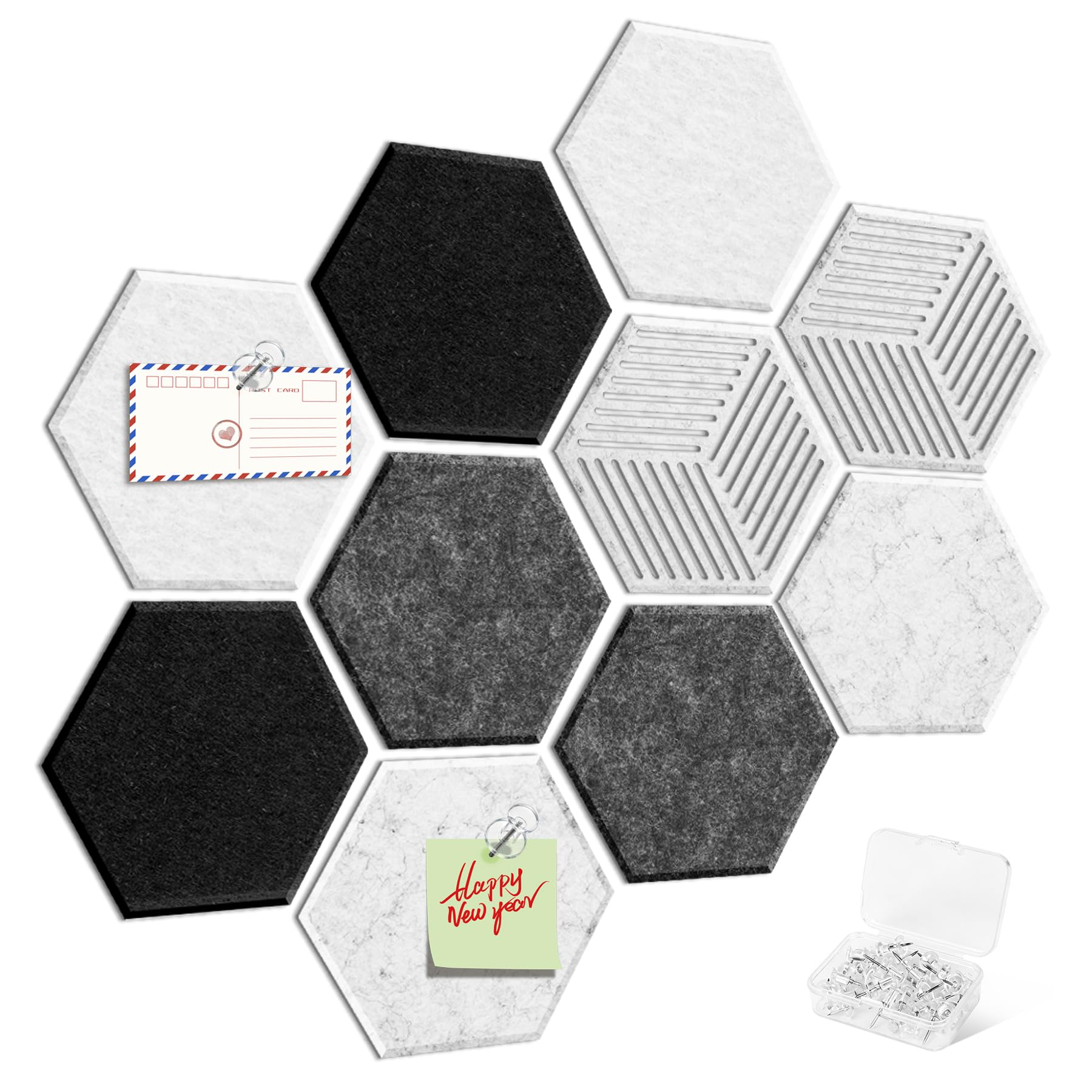 10PCS Hexagon Felt Bulletin Cork Tiles, Bulletin Board for Walls Decor