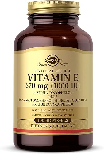 Solgar Vitamina E 1000IU de D-Alfa-Tocoferol Mixto y Cápsulas Blandas de Tocoferol Mixtas 100Unidades E3561 1 1
