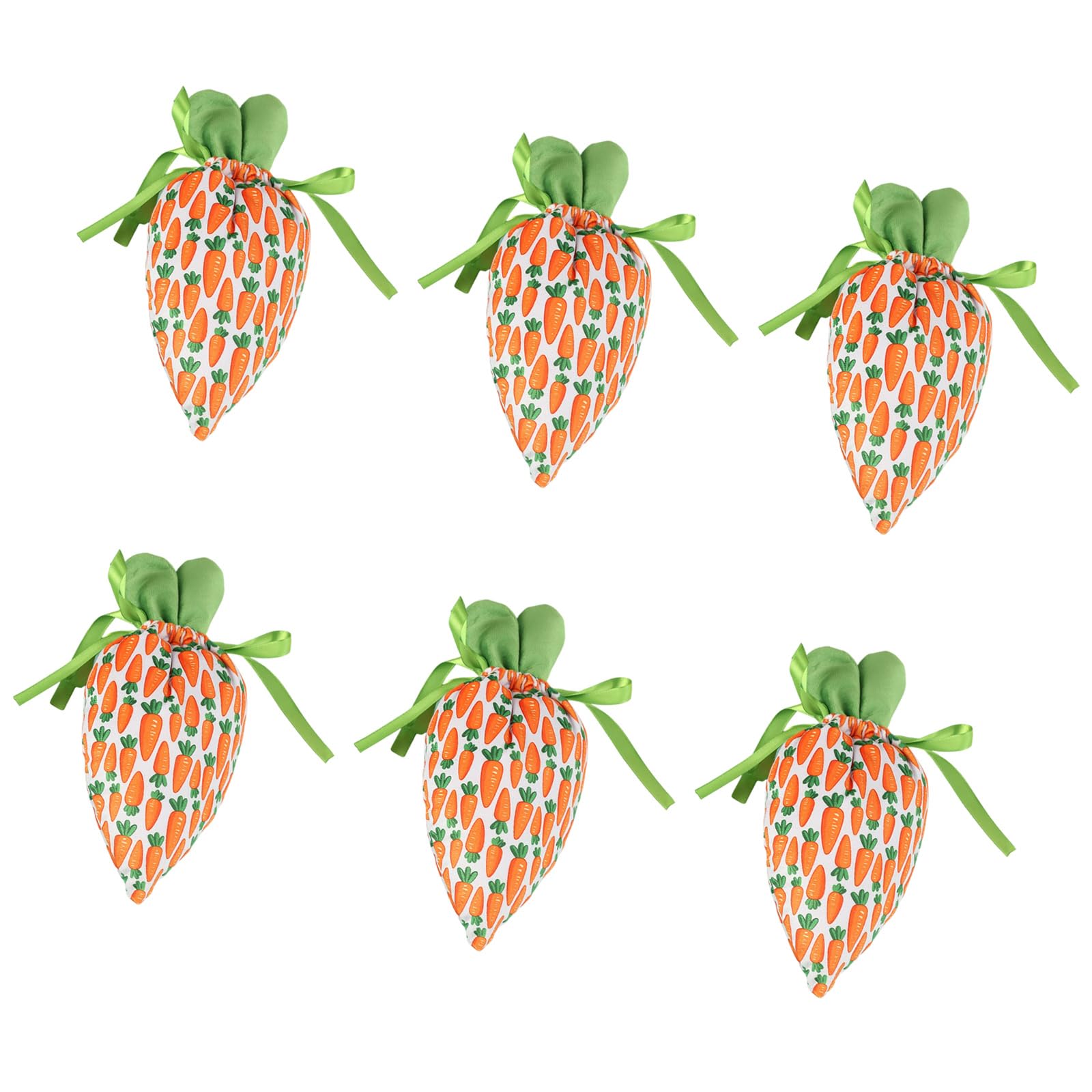hogtnd Pack of 6 Rabbit Ears Carrot Shape Fabric Candy Bags with Drawstring, Biscuit Candy Bags, Party Treat Bags for Wrapping Gifts, Biscuits, Sweets, Drawstring Closure, for