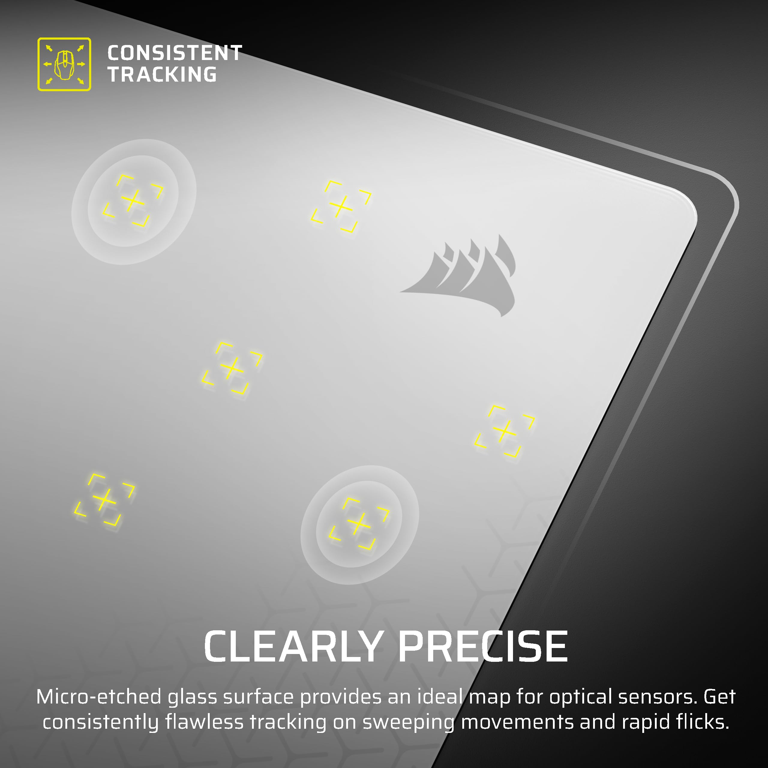 CORSAIR MM GLASS Duża precyzyjna podkładka pod mysz gamingową - antypoślizgowa podstawa z poliuretanu, krawędzie frezowane CNC, wykończenie tłumiące hałas, precyzyjne matowe wykończenie, 500 mm x 400