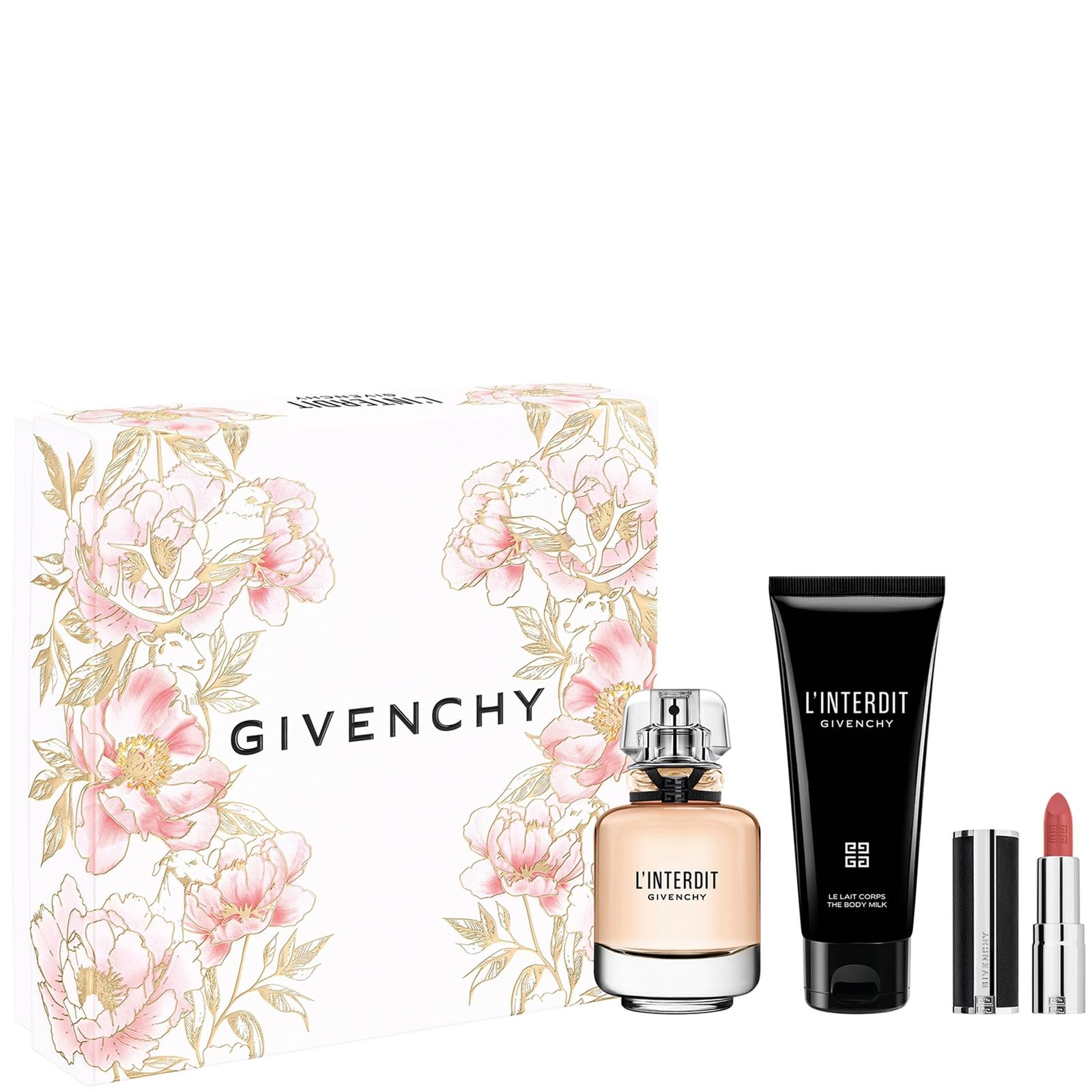 Givenchy L'Interdit Eau de Parfum - Set de regalo de 50 ml (contiene 50 ml de EDP, loción corporal de 75 ml y lápiz labial de 3,4 g)