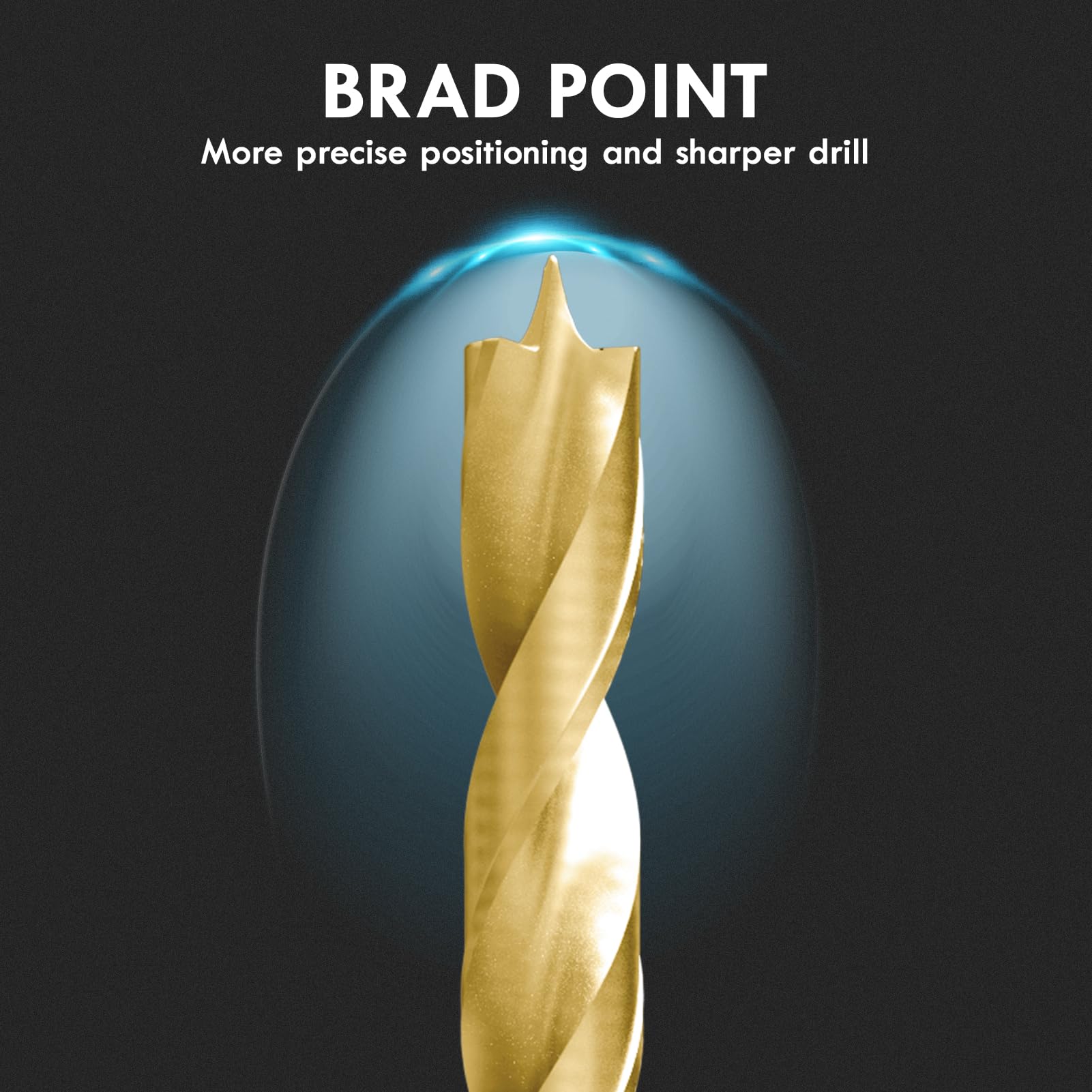 Brad Point - Juego de 29 brocas HSS recubiertas de estaño con diseño de doble flauta para carpintería y todo tipo de madera con caja de plástico (1/16 a 1/2 pulgadas)